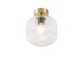 Produktbild: Qazqa - Art Deco Art-Deco-Deckenleuchte I Deckenlampe I Lampe I Leuchte Messing mit Klarglas - Karel I Wohnzimmer I Schlafzimmer - Rund - LED geeignet E27