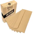 Produktbild: Japun – Briefumschläge (100 Stück) aus vintage Kraftpapier, Kuvert, Umschlag ohne Fenster - DIN lang - 220 x 110 mm - hellbraun