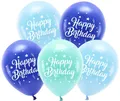 Produktbild: Öko-Luftballons 26 cm Happy Birthday blau 5 St.