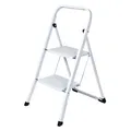 Produktbild: Stahl Klapptritt Haushaltsleiter Leiter mit 2 Stufen weiß für bis zu 150 kg