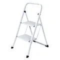 Produktbild: Haushaltsleiter Klapptritt Stehleiter Leiter 2 Stufen Haltebügel weiß bis 150kg