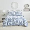Produktbild: Laura Ashley Quilt Set Wendebettwäsche aus Baumwolle mit passendem Kissenbezug, leichte Wohnkultur für alle Jahreszeiten, Polyester, Bedford Delft Blue, Twin, 3