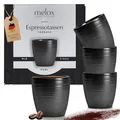 Produktbild: MELOX - 4er Set Espressotassen Tornado-Line Porzellan Schwarz-Matt - 4 x 90ml für Kaffee, Espresso & Macchiato - Mokka-Tassen dickwandig ohne Henkel - Kaffee-Tassen Coffee Cup italienischen Design