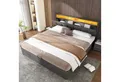 Produktbild: REDOM Polsterbett Doppelbett Bett Stauraumbett Jugendbett gepolsteres Bettgestell (Stahlrahmen mit Hydraulisch anhebbarer Bettstauraum LED-Beleuchtung, 1-tlg., Leinen Bezug mIt Schubladen und Staufächer 160x200 cm mit Matratze), mit verstaubarem und höhenverstellbarem Kopfteil Polsterung aus Schaum