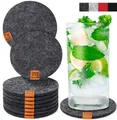 Produktbild: Miqio Glasuntersetzer 10 er Set Filzuntersetzer 10 Glasuntersetzer mit Leder-Label Ø 10, Zubehör für MIQIO Tischdekoration (Platzsetz, Glasuntersetzer, Tischsets, Tischläufer, Sitzkissen) und Einrichtungsartikel (Dekokissen), 10-tlg., Schadstoffgeprüft. Ökotex zertifiziert.
