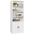 Produktbild: VASAGLE Bücherregal, 6-stöckiges hohes Regal, Standregal mit Tür und offenen Fächern weiß 60 cm