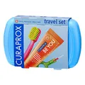 Produktbild: Curaprox Travel Kit – CS 5460 Zahnbürste mit „Be You“ Zahnpasta | 2 CPS Prime Interdentalbürsten 07 und 09 | Mundpflege-Set 9,5 x 6 cm | Blau | Made in Switzerland