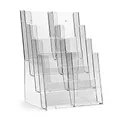 Produktbild: taymar 4C230 Tisch-Prospektständer, Prospektaufsteller im DIN A4 Format (4 Fächer) auf 4 Etagen inkl. Fach-Teilern für eine optionale Umrüstung auf DIN Lang (DL) - trifold mit 8 Fächern – Transparent
