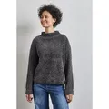 Produktbild: Strickpullover STREET ONE, Damen, Gr. 42, gravel grau, Stoff, 87% Polyester, 13% Baumwolle, unifarben, normal normal, hoch geschlossener Ausschnitt, Bündchen, Pullover Strickpullover, im angenehmen Materialmix