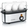 Produktbild: Eierkocher 3-fach, 210 w, Edelstahl, Härtegrad einstellbar, für 1-3 Eier, silber/schwarz - Arendo