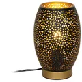 Produktbild: Tischleuchte Tischlampe Metall schwarz gold gestanzt E27 max. 40W H 23cm Globo