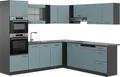 Produktbild: Eckküche Vicco R-Line Blau-Grau 247 x 46 cm ohne Arbeitsplatte, Model 41032