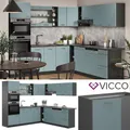 Produktbild: Eckküche R-Line Solid Anthrazit Blau Grau 247x237 cm modern Küchenschränke Vicco