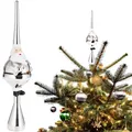 Produktbild: BRUBAKER Weihnachtsbaumspitze Dicker Santa - Christbaumspitze glänzend - 35 cm große Baumspitze Weihnachtsmann - Weihnachtsbaum Spitze - Tannenbaum Deko Weihnachten - Tannenbaumspitze - Silber