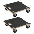Produktbild: Wiltec 2X Transportroller 380 x 380 x 119 mm mit 250 kg Traglast je Möbelroller, Rollbrett aus Holz mit 4 Lenkrollen