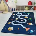 Produktbild: Kinderteppiche für Kinder Lernenmatte Zahlen mit Weltraum Design Spielteppich Waschbar Jungen & Mädchen Teppich für Kinderzimmer Babyzimmer Läufer Teppich Farbe: Marineblau, Grösse: 80 x 120 cm