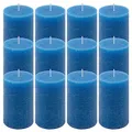 Produktbild: Rustik-Kerze Höhe 11,5 cm Ø 6,8 cm lange Brenndauer Rund-Kerze Säulenkerzen Kerzen-Deko Tafelkerzen Weihnachts-Kerzen Hochzeits-Deko (blau, 12)