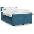 Produktbild: vidaXL Boxspringbett mit Matratze Blau 160x200 cm Samt