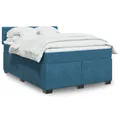 Produktbild: Boxspringbett mit Matratze Blau 160x200 cm Samt