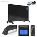 Produktbild: TROTEC Glaskonvektor Elektroheizung TCH 2011 E – Heizleistung 1000 W / 2000 W – Elektrische Heizung mit Thermostat, Timer-Funktion, energiesparend, schwarz