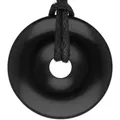Produktbild: Obsidian, schwarz Donut | 30 mm Anhänger + Baumwollband