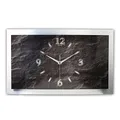 Produktbild: Kreative Feder 3D Designer-Wanduhr Schiefer-Optik in modernem Metallic-Design; leise Funkuhr mit glänzendem Motiv wahlweise in Zwei Größen (Schiefer-Optik, 80x40cm; leises Funkuhrwerk)