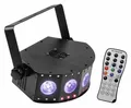 Produktbild: Kompakter 4in1-LED-Effektscheinwerfer mit RGB+UV-LEDs und Stroboskop, mit Remote