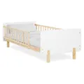 Produktbild: Homestyle4u Kinderbett 90x200 mit Rausfallschutz und Lattenrost Weiß Natur Massivholz Bett für Kinder Gitterbett