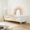 Produktbild: Kinderbett 90x200 Rausfallschutz | Einzelbett Lattenrost | Holzbett Homestyle4u