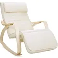 Produktbild: Entspannender Sunlounger-schaukelstuhl Mit Verstellbarer Fußstütze. Maximale Belastung: 150 Kg. Beige Lyy10m