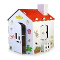 Produktbild: FEBER - Carton House, großes Spielhaus aus Karton für Kinder, zum Bemalen, Ausmalen und Spielen, mit lustigen Aufklebern, Ökohaus, für Jungen und Mädchen ab 3 Jahren, Famosa (FEB06000)