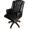 Produktbild: Casa Padrino Luxus Echtleder Chefsessel Büro Stuhl Schwarz Vintage Look Leder Drehstuhl Schreibtisch Stuhl - Chefbüro - Schwarz
