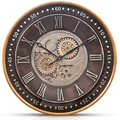 Produktbild: Samilito Wanduhr mit echtem Bewegungsgetriebe Zahnrädern 59,5cm (Metall, Antikes Gold)