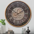 Produktbild: Samilito 61 cm Wanduhr mit beweglichen Zahnrädern, industrielle Steampunk-Uhr,