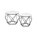 Produktbild: VASAGLE Couchtisch rund 2er Set modern marmorweiß-tintenschwarz LCT041W59