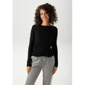 Produktbild: Strickpullover ANISTON CASUAL, Damen, Gr. 36, schwarz, Feinstrick, Obermaterial: 100% Polyacryl, Strukturmuster, unifarben, figurbetont hüftlang, Rundhals, Strickkante, Pullover Strickpullover, im Ripp-Muster-Mix, Topseller