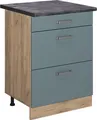 Produktbild: Vicco Küchenunterschrank R-Line, 60 cm mit Schubladen, AP Anthrazit, Blau-Grau/Goldkraft Eiche