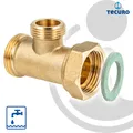 Produktbild: tecuro T-Stück, 1 Zoll AG x 3/4 Zoll AG x Überwurfmutter 1 Zoll (flachdichtend) 