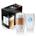 Produktbild: 2 Stück hohe doppelwandige Latte Macchiato Gläser 350 ml aus Borosilikatglas