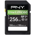 Produktbild: PNY SD-Karte EliteX-PRO60, 256GB, bis 280 MB/s, SDXC, mit V60 und UHS-II U3