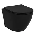 Produktbild: LAVITA Wand-WC Brava Black Hänge Toilette WC Sitz Toilettendeckel mit Absenkautomatik & Metallscharniere Toiletten Spülrandlos Hängend Toilettenbecken 360x480x375 mm Schwarz