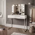 Produktbild: Schminktisch BLANCO GLAMOUR ELITE mit Spiegel und Beleuchtung weiß Hochglanz