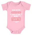 Produktbild: MoonWorks® Baby Body Mein gutes Aussehen hab ich von meiner Tante/meinem Onkel lustige Sprüche Bio-Baumwolle Jungen & Mädchen Tante rosa 6-12 Monate