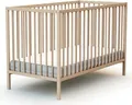 Produktbild: WEBABY - Babybett Holz 60x120cm Buche Natur ONE | 124 x 64,5 x 82 cm |Kinderbett | Von Geburt an | Schlafkomfort | Lattenrost | Bett mit Gitterstäben | Verstellbarer Lattenrost in 3 Höhen