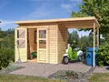Produktbild: Gartenhaus Gerätehaus Schuppen naturbelassen Pultdach holz Fichte mit Anbaudach