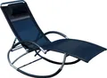 Produktbild: AS-S Liegestuhl Schwingliege Gartenliege Schaukelstuhl mit atmungsaktiven Kunststoffgewebe Rückenlehne verstellbar + Kopfpolster KRETA SCHWARZ