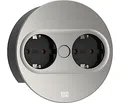 Produktbild: BACHMANN 946.000 TWIST 2 Rund EDELSTAHL-OPTIK mit 2 Schuko-Steckdosen / Deuts...