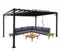 Produktbild: Pergola 3x4m anthrazit 8cm-Alu-Gestell Stoff/Textil Garten Lamellen-Pavillon