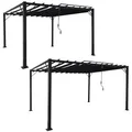 Produktbild: Pergola HWC-L40, Garten Lamellen-Pavillon, Alu Textil, 3x4m/3x3m anthrazit-grau