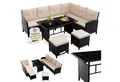 Produktbild: Juskys Gartenlounge-Set Manacor, (Gartenlounge), Polyrattan Gartenmöbel-Set mit Garten-Sofa, Garten-Tisch und 2 Hocker
